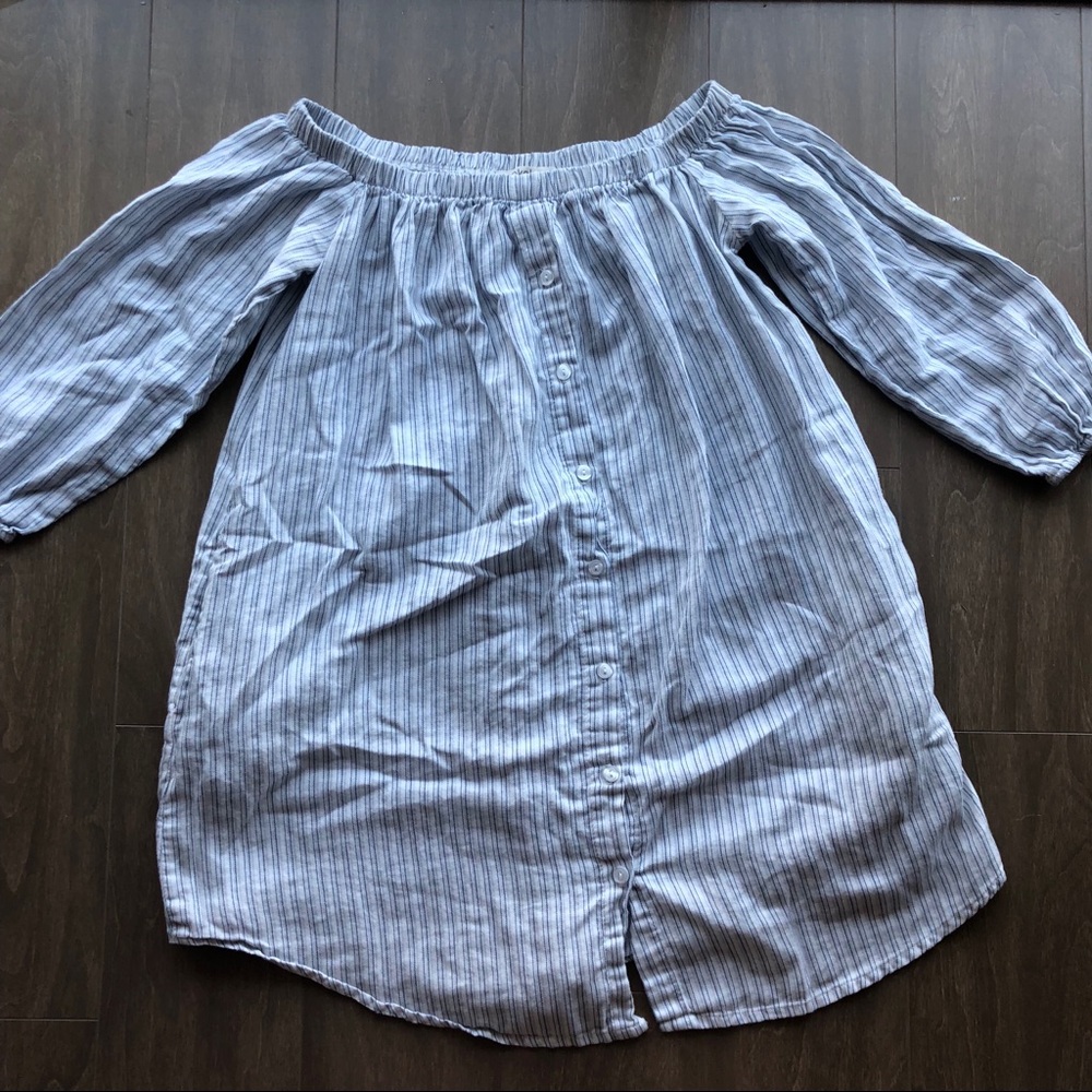 SOLD❗️OFF THE SHOULDER BLUE STRIPED DRESS
